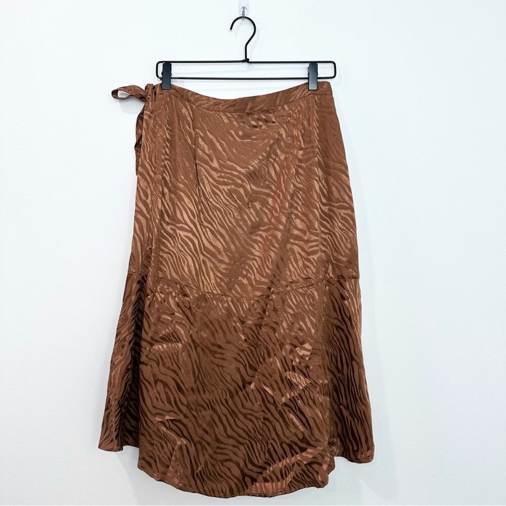 Anthropologie Maeve Tamra Jacquard Midi Skirt Faux Wrap size 8 - Picture 3 of 7